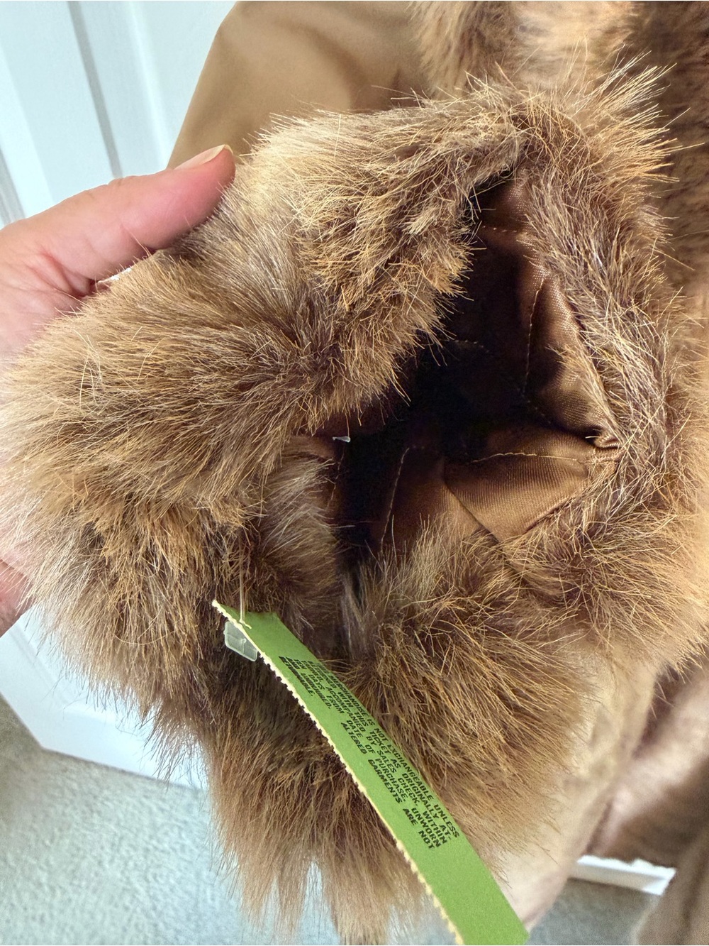 Vintage with tags Forester Tan Faux-Fur Trim Belted Trench - Picture 12 of 14